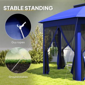 13 x 13 Pop Up Gazebo Hexagonal Canopy Shelter with 6 Zippered Mesh Netting for Patio Backyard Garden Wedding Party - Image 3