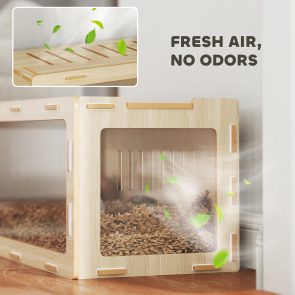 Hamster Cage with Easy View Acrylic Panels, Air Vents & Openable Roof, for Gerbil, Guinea Pig, 39" x 20" x 18.5", Oak - Image 8