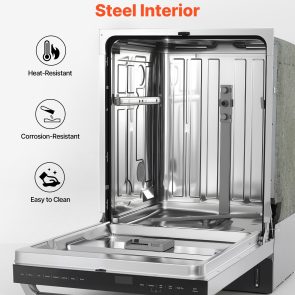 24 Inch Built-In Dishwasher, Stainless Steel Tub, 14 Place Settings And 8 Washing Programs, 23.82 X 25.2 X 33.78 Inch Low-Noise Dishwashing Machine With Upper / Lower Racks And Zoned Storage - Image 4