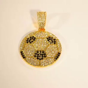 13mm Width Football Pendant Necklace,Cuban Link Chain With Bling Football Charm, Hip Hop Jewelry For Men & Women, Perfect For Sports Fans & Rapper Style - Image 3