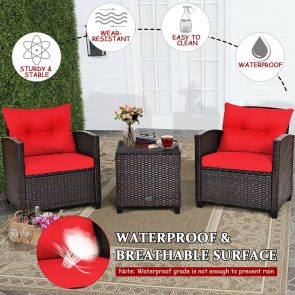 3 Pieces Rattan Patio Furniture Set With Washable Cushion - Image 6