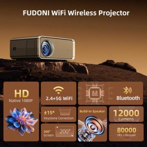 Projector With WiFi & Bluetooth, Upgraded 5G Portable Projector, Support 4K, Native 1080P, 12000 Lumens, Outdoor LED Movie Projector,Selling On The Amazon Temu Platform Is Prohibited - Image 7