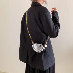 Mini Love-shape Pearls Handbag Fashion Cute Chain Lipstick Bag Women's Bright Candy Color Shoulder Messenger Bag - Image 10