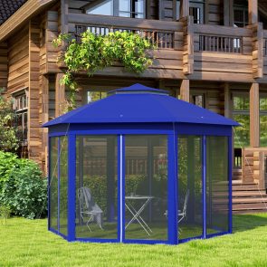 13 x 13 Pop Up Gazebo Hexagonal Canopy Shelter with 6 Zippered Mesh Netting for Patio Backyard Garden Wedding Party - Image 8
