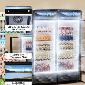 Commercial Merchandiser Refrigerator 12.2 CU.FT Glass Door Display Refrigerator - Image 2