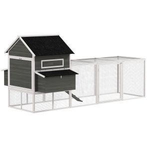 137" Wooden Chicken Coop for 4-6 Chickens, Backyard, Dark Gray - Image 9