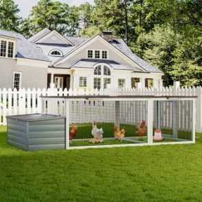 20.93ft Large Wooden Chicken Coop Outdoor Hen House With Nesting Box Weatherproof Asphalt Roof Walk In Poultry Cage With Secure Locks Metal Mesh Run For Farm Use - Image 10