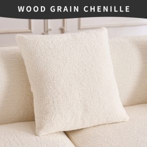 LY-022 GREY COMPRESSION SOFA Combining Chaise Longue With 3-seater, Wood Grain Chenille Fabric, Full Sponge Compression Sofa,combined Sofa With 4 Pillows For Living Home Furniture Apartment - Image 6