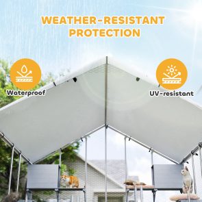95" Extra Large Metal Outdoor Catio with Waterproof Cover, 2 Resting Boxes, 7 Jumping Platforms, for Multiple Cats - Image 8