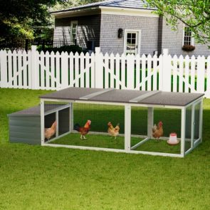 20.93ft Large Wooden Chicken Coop Outdoor Hen House With Nesting Box Weatherproof Asphalt Roof Walk In Poultry Cage With Secure Locks Metal Mesh Run For Farm Use - Image 1