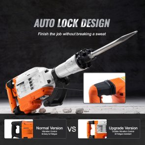 VEVOR Demolition Jack Hammer Concrete Breaker 3500W Electric Hammer 2 Chisel Bits - Image 1