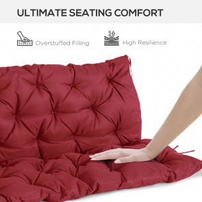 59" x 38" Tufted Bench Cushion for Outdoor Furniture, 3-Seater Replacement for Swing Chair, Patio Sofa/Couch, Wine Red - Image 7