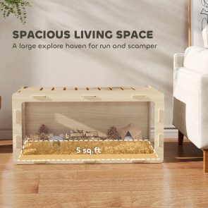 Hamster Cage with Easy View Acrylic Panels, Air Vents & Openable Roof, for Gerbil, Guinea Pig, 39" x 20" x 18.5", Oak - Image 6