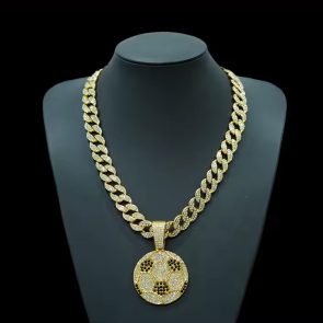 13mm Width Football Pendant Necklace,Cuban Link Chain With Bling Football Charm, Hip Hop Jewelry For Men & Women, Perfect For Sports Fans & Rapper Style - Image 5