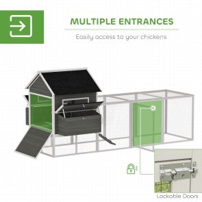 137" Wooden Chicken Coop for 4-6 Chickens, Backyard, Dark Gray - Image 4