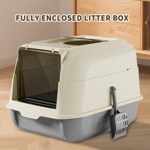 51cm Large Fully Enclosed Top Entry Cat Litter Box, Front Flip Door Dual Opening, Anti-Splashing Anti-Tracking Odor Locking Cat Toilet With Free Scoop & Deodorant Pack - Image 4
