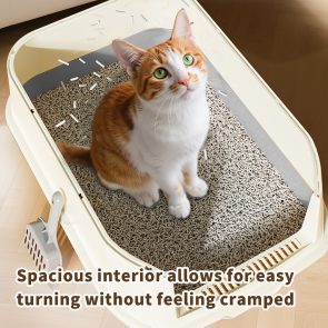 51cm Large Fully Enclosed Top Entry Cat Litter Box, Front Flip Door Dual Opening, Anti-Splashing Anti-Tracking Odor Locking Cat Toilet With Free Scoop & Deodorant Pack - Image 5