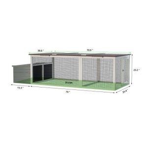 20.93ft Large Wooden Chicken Coop Outdoor Hen House With Nesting Box Weatherproof Asphalt Roof Walk In Poultry Cage With Secure Locks Metal Mesh Run For Farm Use - Image 6