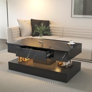 6.93IN High LED Coffee Table,Modern Coffee Table For Living Room,Living Room Tables,Large Living Room Furniture,LED Lights - Image 1