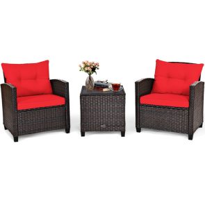 3 Pieces Rattan Patio Furniture Set With Washable Cushion - Image 8