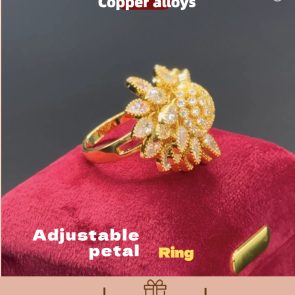 Flower Adjustable Open Gold Ring For Women, Trendy Elegant Unique Cubic Zirconia Enamel Front Open Floral Leaf Easter Jewelry Gift-flower - Image 10