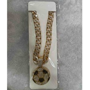 13mm Width Football Pendant Necklace,Cuban Link Chain With Bling Football Charm, Hip Hop Jewelry For Men & Women, Perfect For Sports Fans & Rapper Style - Image 7